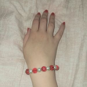 Christmas themed red and green handmade bracelet